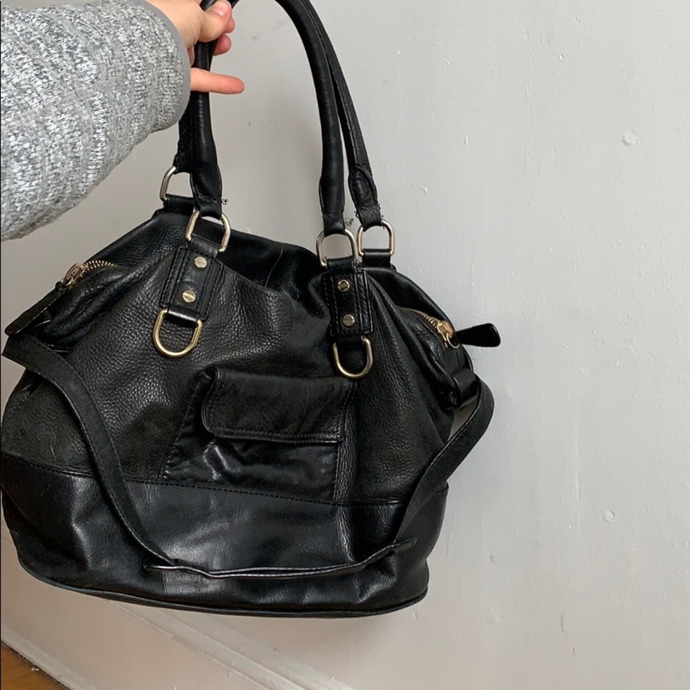 J Crew Leather Satchel Purse Black